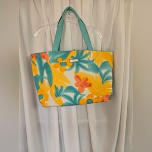 Jim Thompson Vibrant Orange/Yellow Floral Canvas Tote Bag